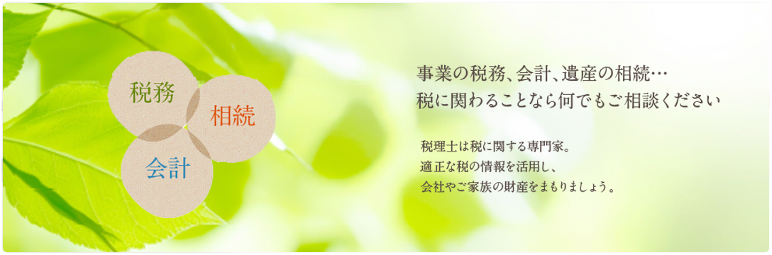 事業の税務、会計、遺産の相続…税に関わることなら何でもご相談ください。
